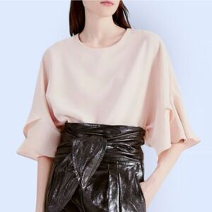 IRO pink blush flutter sleeve blouse sz. 42, US 10, $210 E12